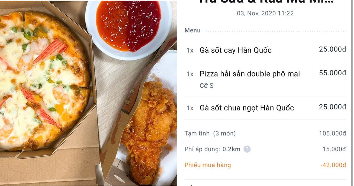 Chỉ 32k ăn luôn Gà rán và cả Pizza với 3 RÂU | riviu.vn