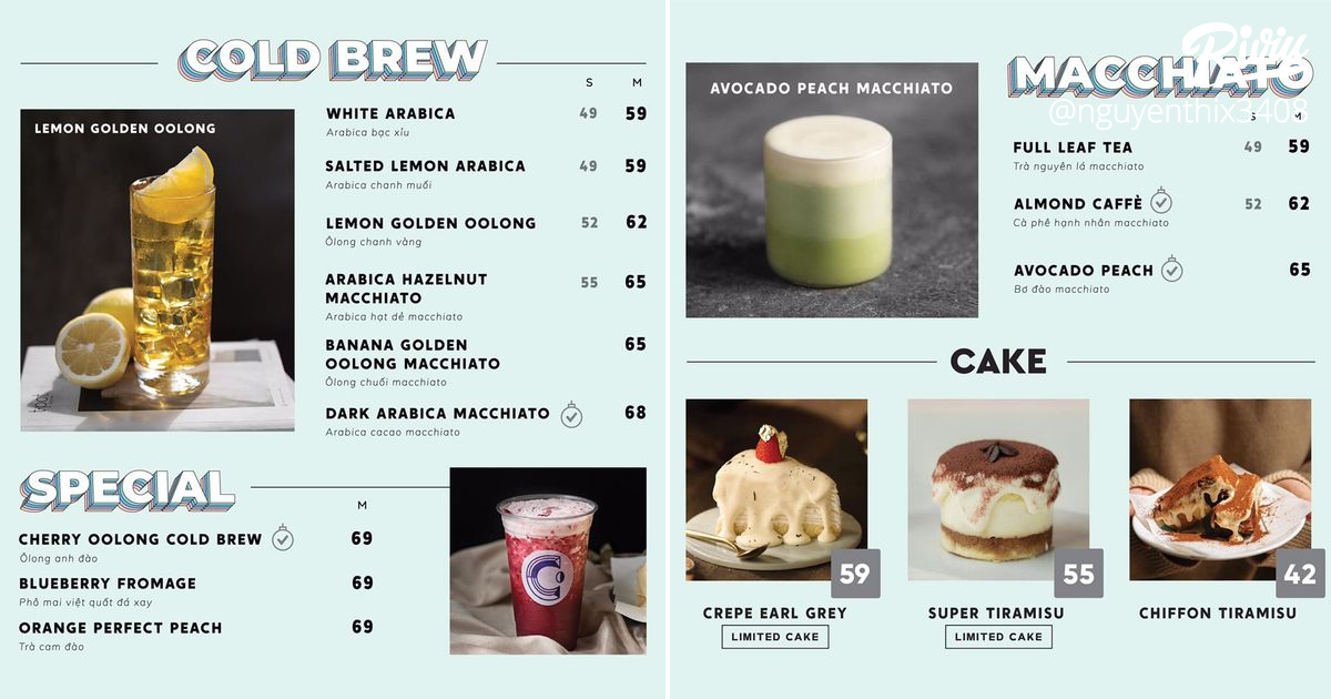 Sự sáng tạo trong menu ở Cheese coffee riviu.vn